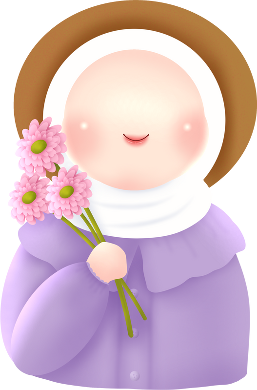 cute muslimah purple with flowers