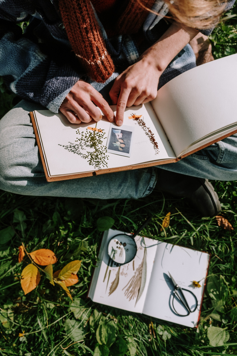 Person in Blue Sweater Reading Book